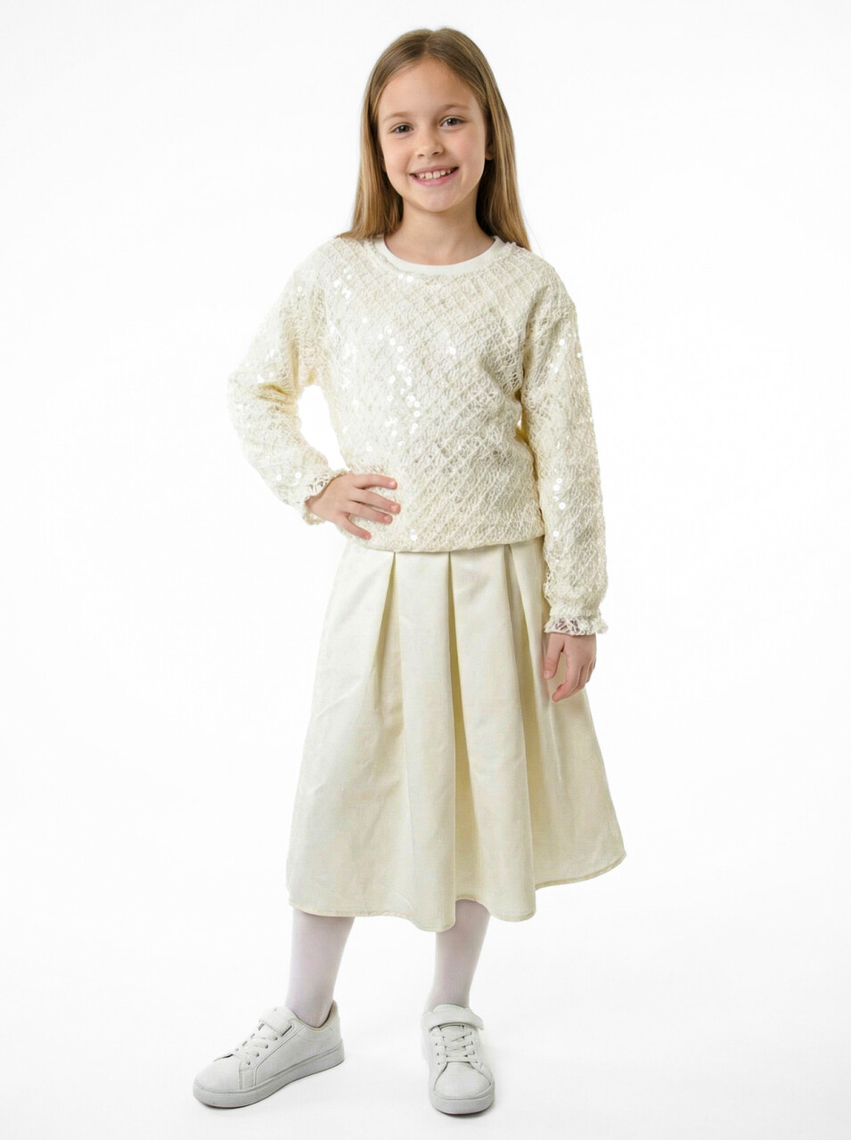 Kız Çocuk Alt Üst Takım 10-14 Yaş 36182 Krem - 1