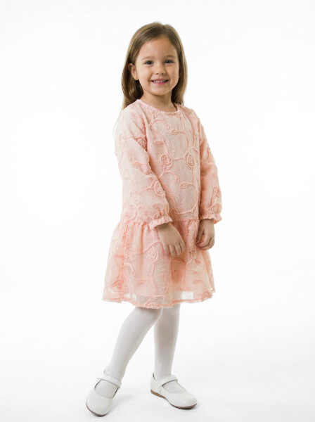 Kız Çocuk Elbise 5-9 Yaş 36171 Pudra - 3