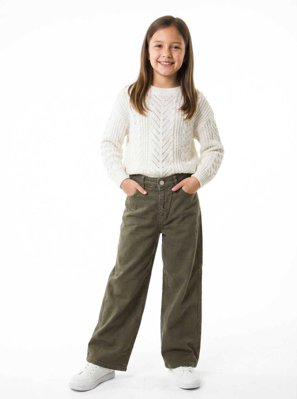 Kız Çocuk Pantolon 9-13 Yaş 26129 Haki - 1