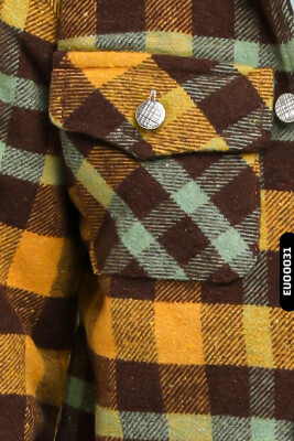 Astarlı Düğmeli Cepli Ekose Desenli Erkek Çocuk Oduncu Gömlek 23141 Hardal - 4