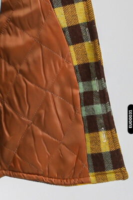 Astarlı Düğmeli Cepli Ekose Desenli Erkek Çocuk Oduncu Gömlek 23141 Hardal - 5