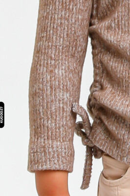 Uzun Kollu Bisiklet Yaka Kız Çocuk Kazak 1-5 Yaş 35619 Kahverengi - 3