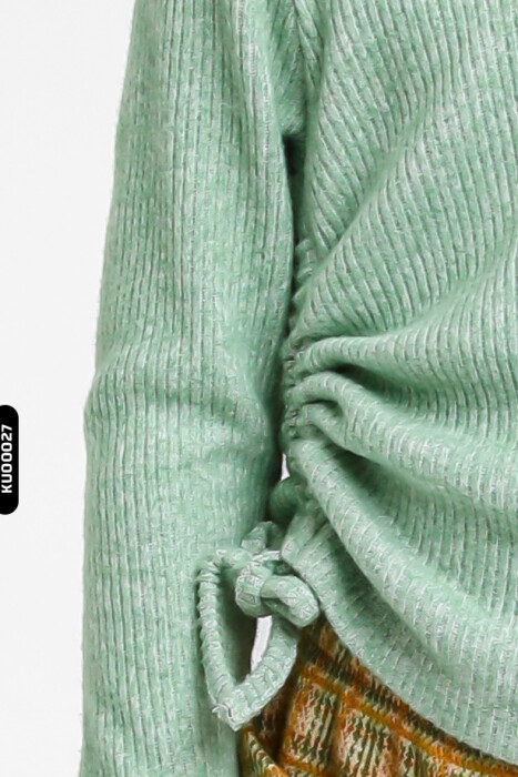 Uzun Kollu Bisiklet Yaka Kız Çocuk Kazak 1-5 Yaş 35619 Açik Yeşil - 4