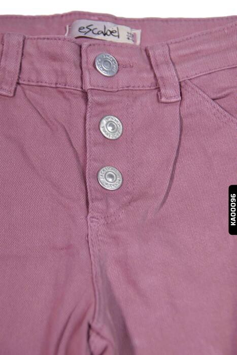 23022 بنطال بناتي بأزرار ظاهرة بجيوب كارجو بأكمام مستوية للأعمار 5-14 سنة - 5