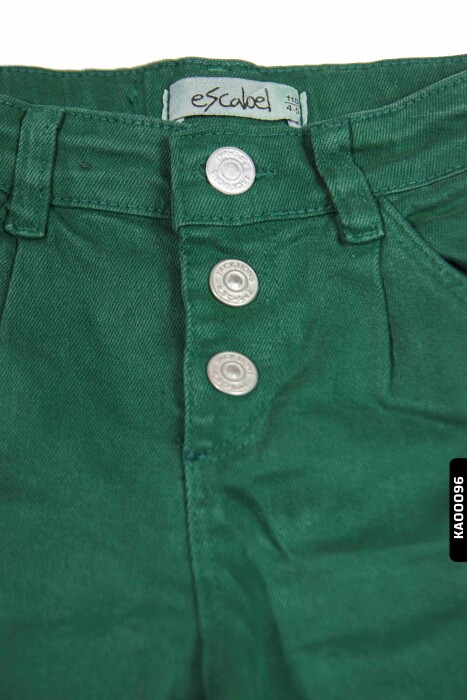 23022 بنطال بناتي بأزرار ظاهرة بجيوب كارجو بأكمام مستوية للأعمار 5-14 سنة - 5