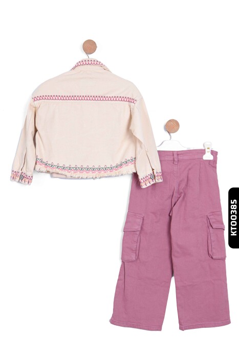 24227 سترة مطرزة بياقة مدببة وجيب مزدوج للفتيات بأزرار 5-14 سنة - 8