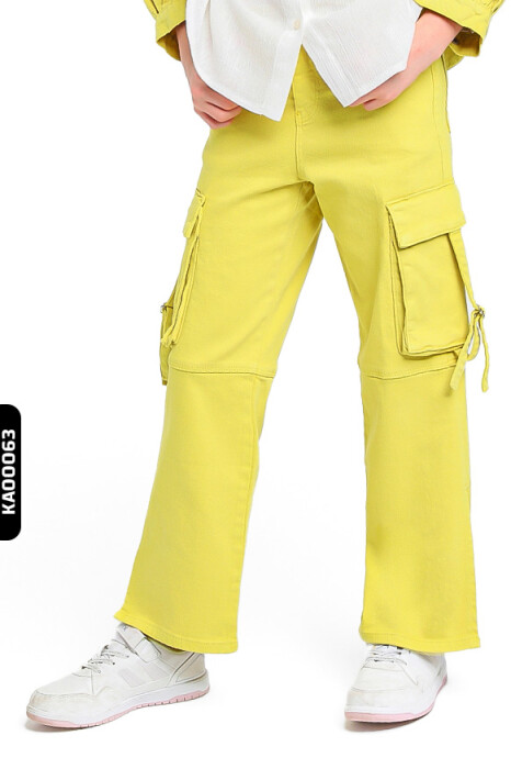 2428 بنطال بناتي بجيب واسع وساق واسعة 5-14 سنة - 1