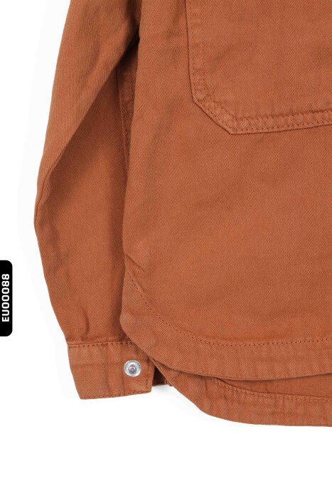 Kapüşonlu Çift Cepli Çıtçıtlı Erkek Çocuk Ceket 5-14 Yaş 24200 Kahverengi - 3