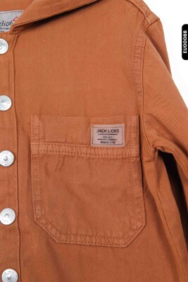 Kapüşonlu Çift Cepli Çıtçıtlı Erkek Çocuk Ceket 5-14 Yaş 24200 Kahverengi - 4