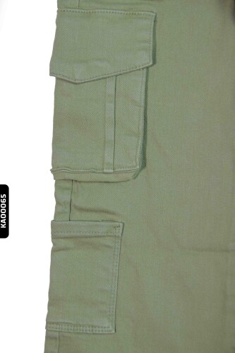 2413 بنطال بناتي بجيوب كارجو خصر عالي بأكمام مستوية للأعمار 5-14 سنة - 6