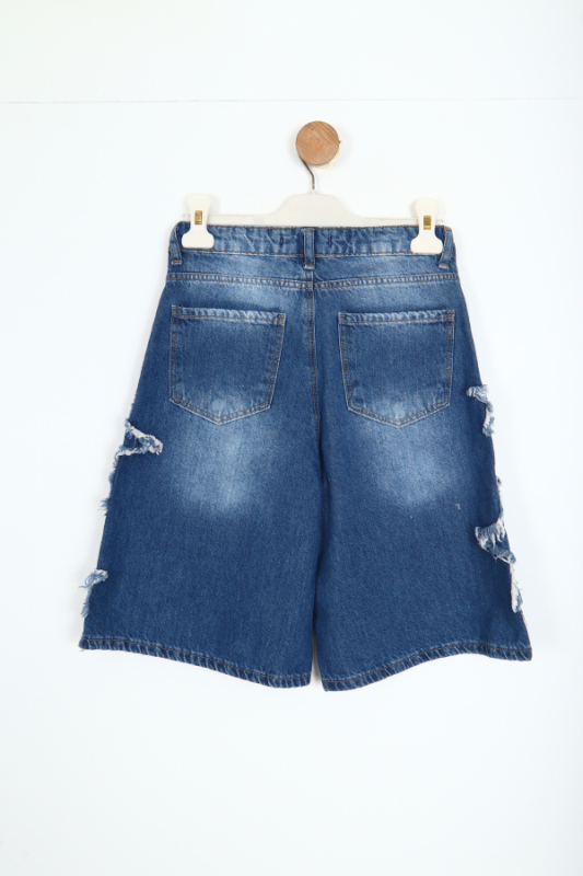 Kız Çocuk Şort 9-13 Yaş 25221 Mavi - 5