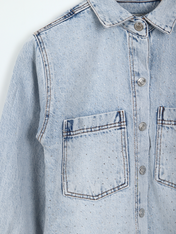 Kız Çocuk Gömlek 4-8 Yaş 25206 Mavi - 2