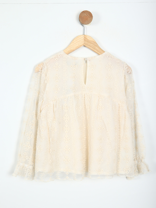 Kız Çocuk Bluz 5-9 Yaş 35903 Ekru - 3