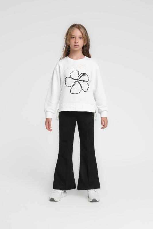 Kız Çocuk Alt Üst 2 Parçalı Kombin Takmı 5-13 Yaş SET0364 Siyah - 2