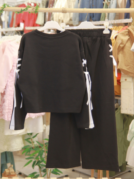 Kız Çocuk Eşofman Takım 5-9 Yaş 36082 Siyah - 4