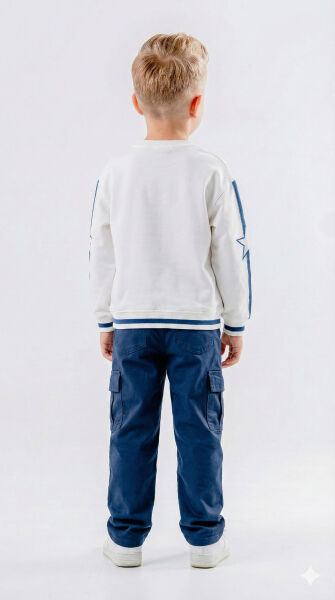 Erkek Çocuk 2'li Kombin Takmı 4-13 Yaş SET0402 Petrol - 2