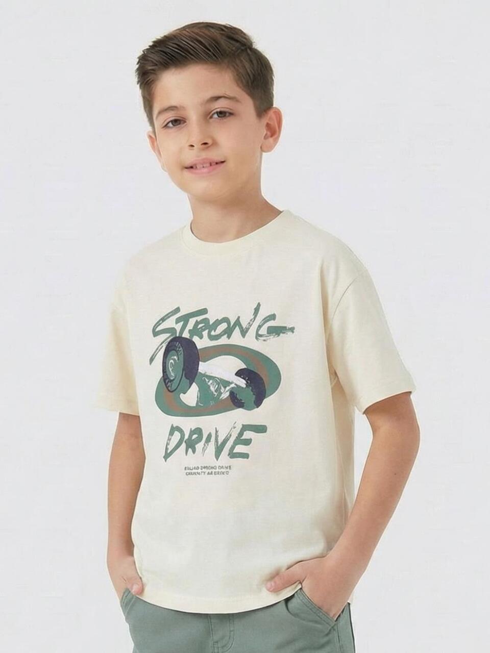 Erkek Çocuk Tişort 4-13 Yaş 1950 Bej - Yeşil - 1