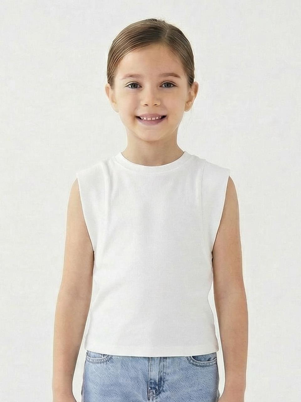 Kız Çocuk Tişort 5-14 Yaş 36156 Beyaz - 1
