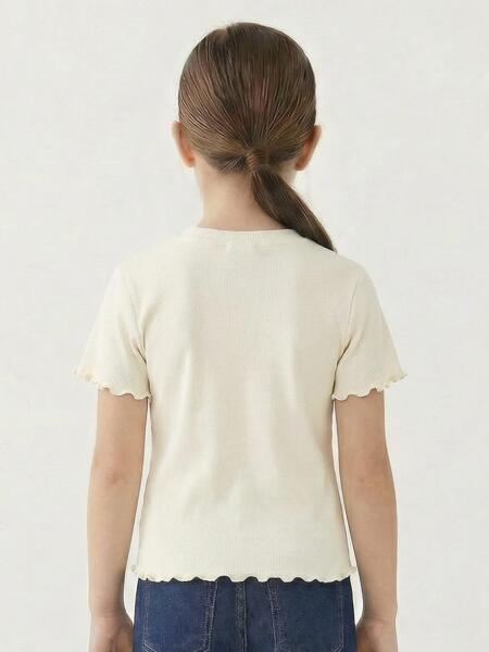 Kız Çocuk Tişort 5-14 Yaş 36226 Bej - Kahverengi - 2