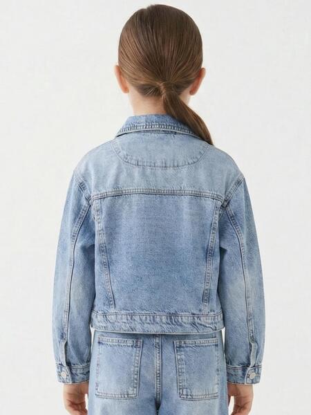 Kız Çocuk Jeans Ceket 4-13 Yaş 2691 Mavi - 2