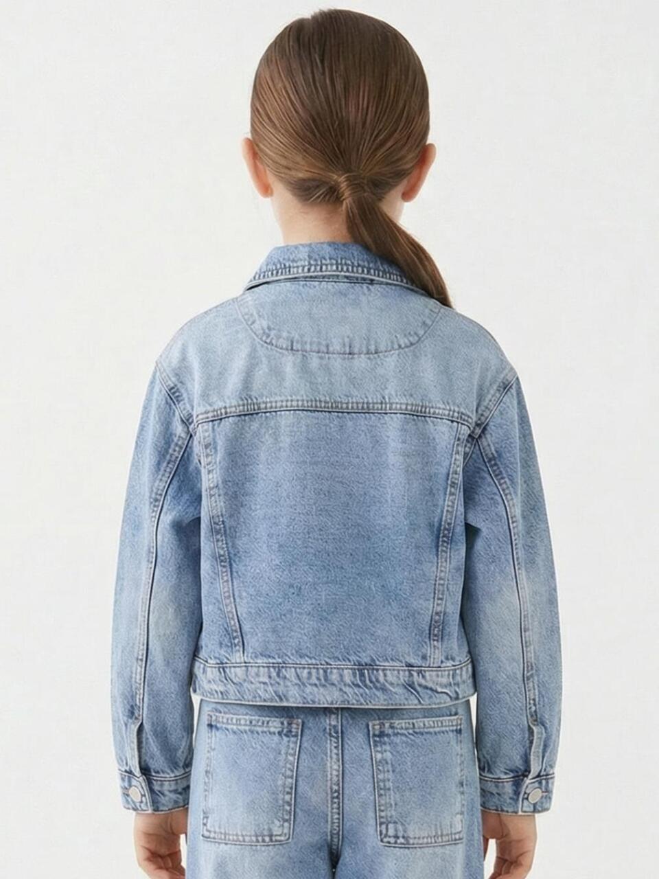 Kız Çocuk Jeans Ceket 4-13 Yaş 2691 Mavi - 2