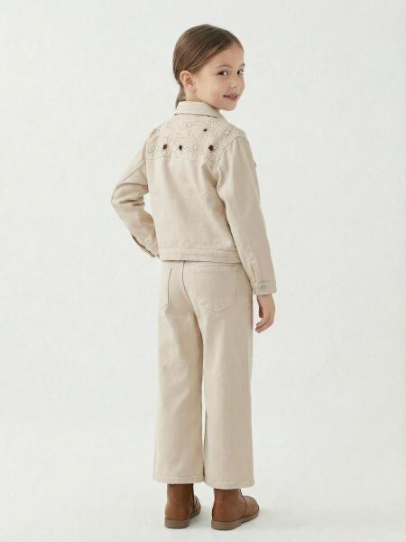 Kız Çocuk 2'li Alt Üst Takım (Ceket + Pantolon) 10-14 Yaş 26181 Bej - 2