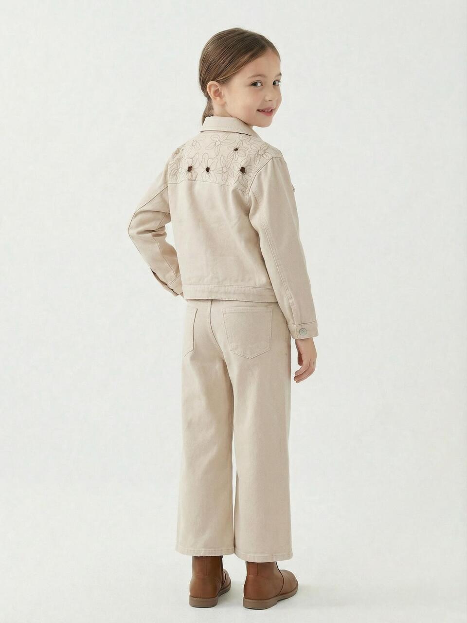 Kız Çocuk 2'li Alt Üst Takım (Ceket + Pantolon) 10-14 Yaş 26181 Bej - 2