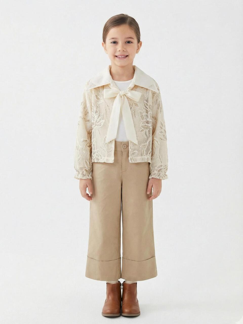 Kız Çocuk Alt Üst Takım 5-14 Yaş 36120 Bej - 1