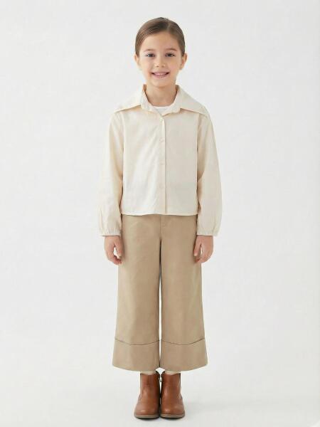 Kız Çocuk Alt Üst Takım 5-14 Yaş 36120 Bej - 3