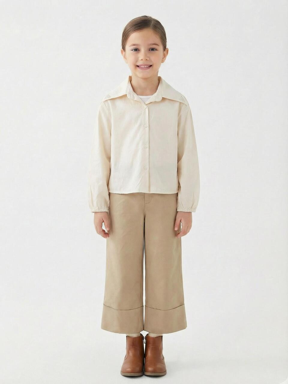 Kız Çocuk Alt Üst Takım 5-14 Yaş 36120 Bej - 3
