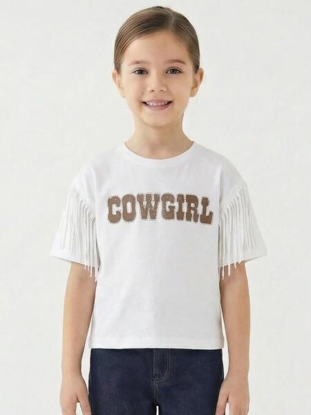 Kız Çocuk Tişort 5-14 Yaş 36200 Beyaz - Kahverengi - ESCABEL