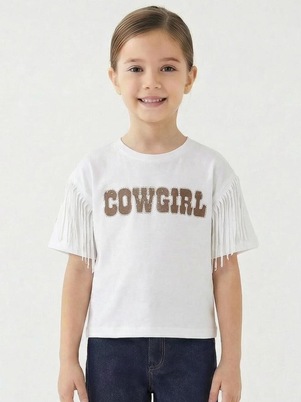 Kız Çocuk Tişort 5-14 Yaş 36200 Beyaz - Kahverengi - 1