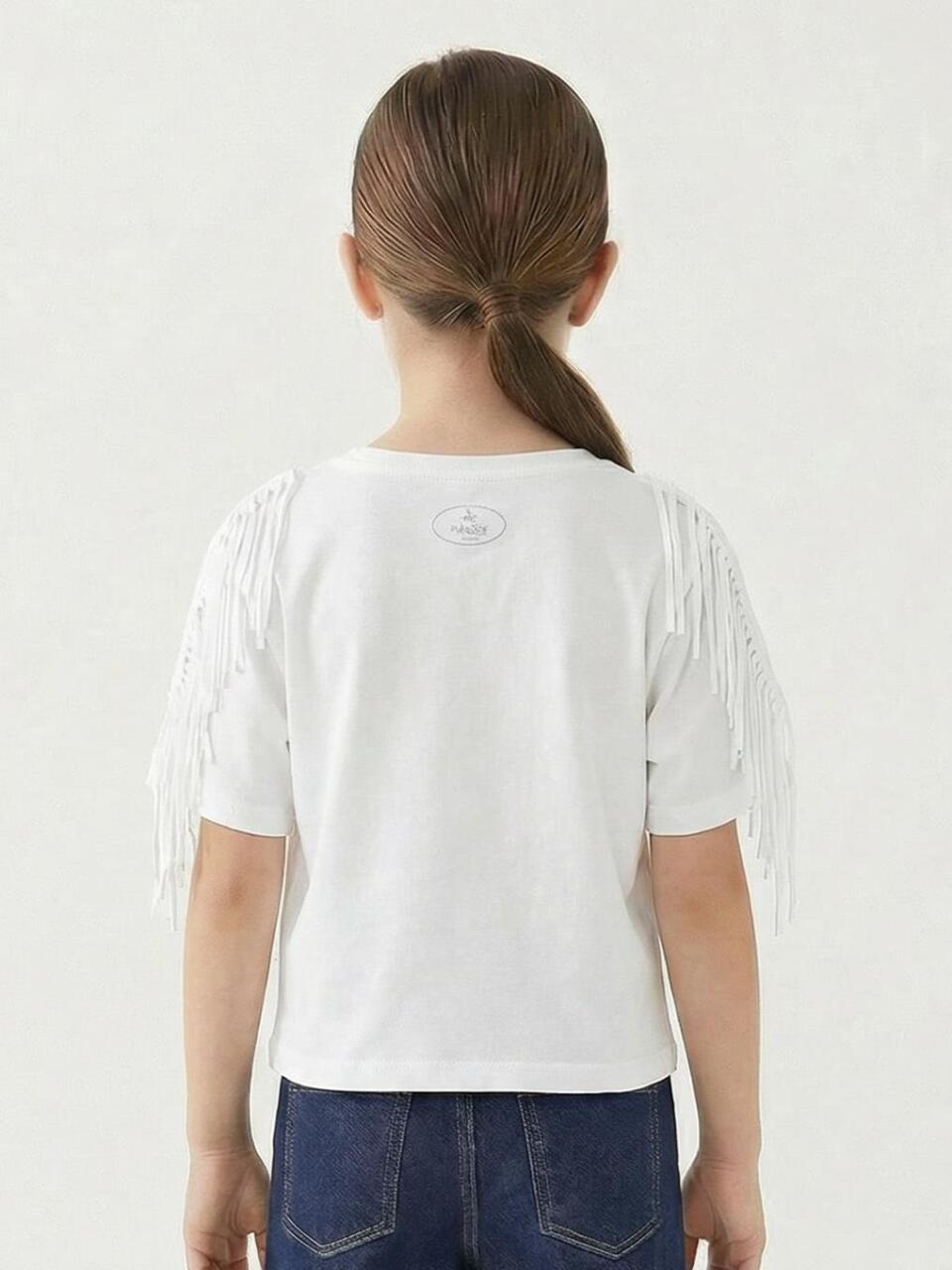 Kız Çocuk Tişort 5-14 Yaş 36200 Beyaz - Kahverengi - 2