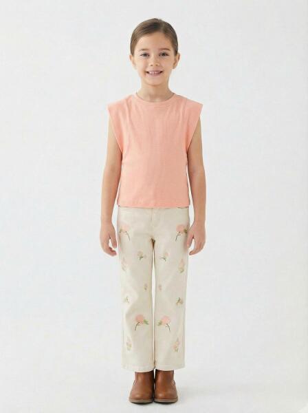 Kız Çocuk 2'li Alt Üst Takım (Ceket + Pantolon) 10-14 Yaş 2655 Krem - 3