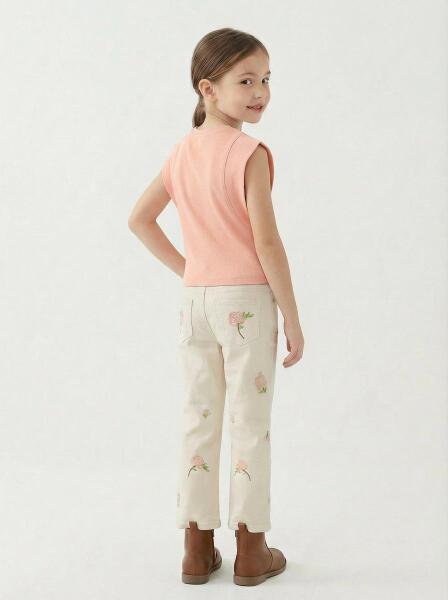 Kız Çocuk 2'li Alt Üst Takım (Ceket + Pantolon) 10-14 Yaş 2655 Krem - 4