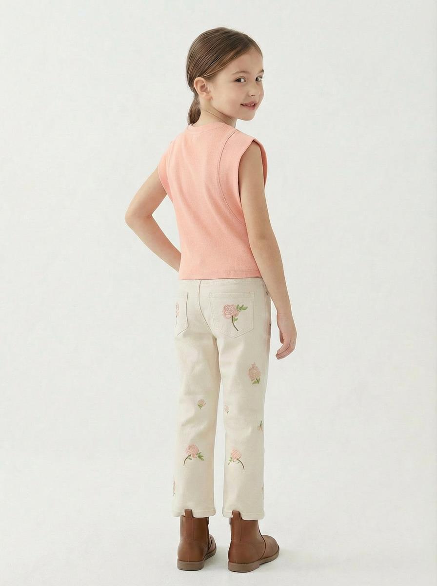 Kız Çocuk 2'li Alt Üst Takım (Ceket + Pantolon) 10-14 Yaş 2655 Krem - 4