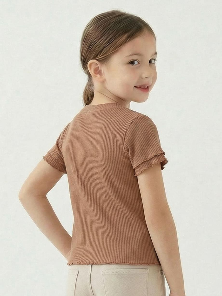 Kız Çocuk Tişort 10-14 Yaş 36020 Kahverengi - 2