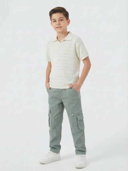 Erkek Çocuk 2'li Alt Üst Kombin Takmı 4-13 Yaş SET0458 Haki - ESCABEL