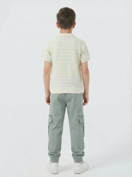 Erkek Çocuk 2'li Alt Üst Kombin Takmı 4-13 Yaş SET0458 Haki - 2