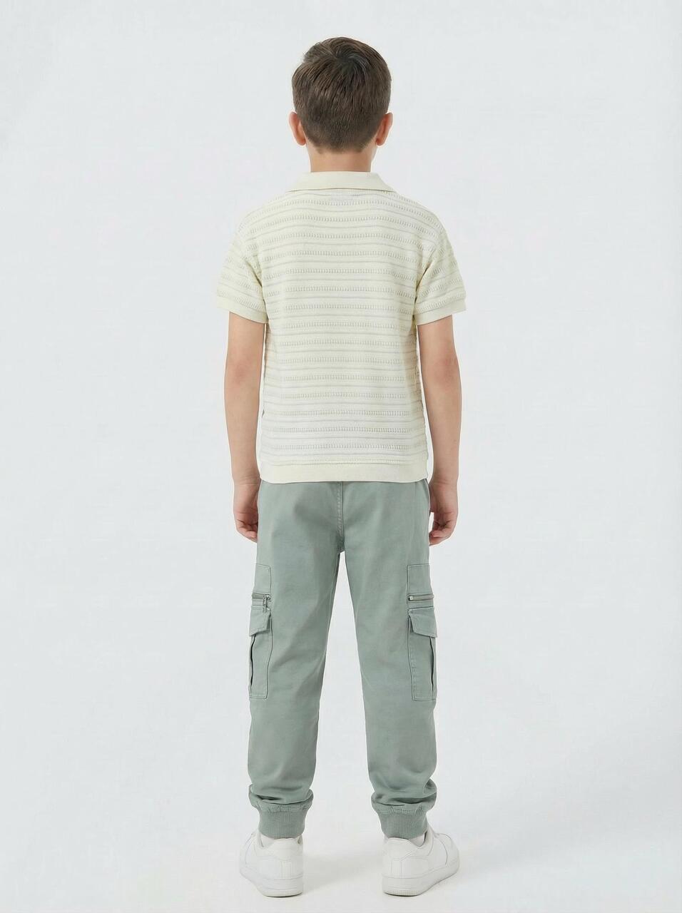 Erkek Çocuk 2'li Alt Üst Kombin Takmı 4-13 Yaş SET0458 Haki - 2