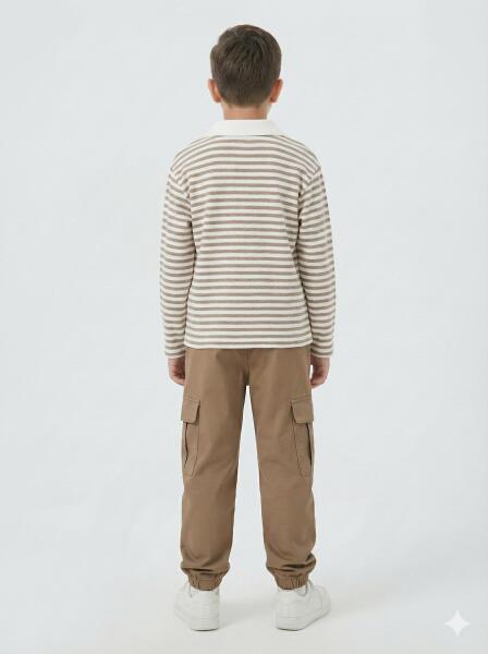 Erkek Çocuk 2'li Alt Üst Kombin Takmı 3-14 Yaş SET0462 Koyu Kahverengi - ESCABEL