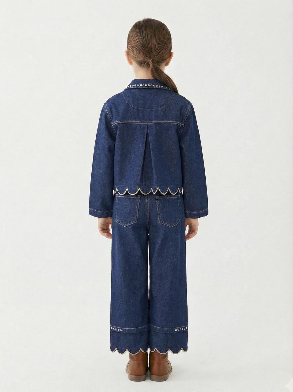 Kız Çocuk 3'lü Alt Üst Kombin Takmı 5-14 Yaş SET0477 Mavi - 2