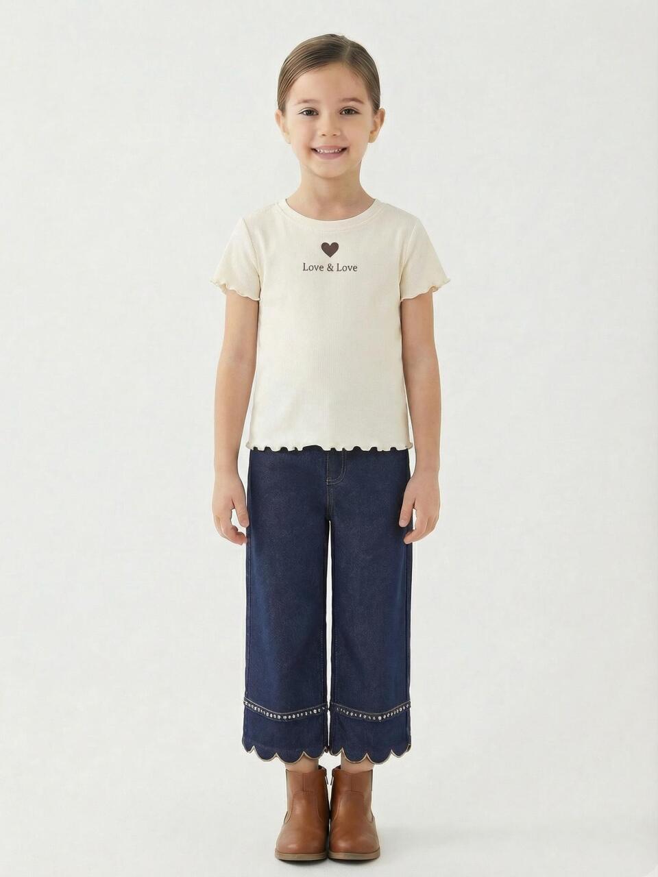 Kız Çocuk 3'lü Alt Üst Kombin Takmı 5-14 Yaş SET0477 Mavi - 4