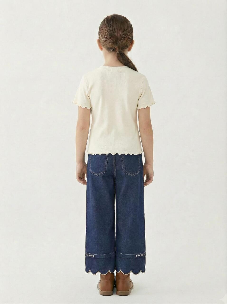 Kız Çocuk 3'lü Alt Üst Kombin Takmı 5-14 Yaş SET0477 Mavi - 5