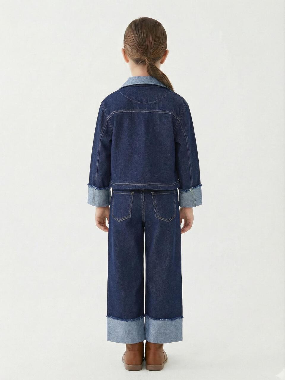 Kız Çocuk 3'lü Alt Üst Kombin Takmı 4-13 Yaş SET0478 Mavi - 2