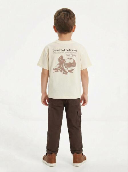 Erkek Çocuk 3'lü Alt Üst Kombin Takmı 1-4 Yaş SET0472 Kahverengi - 2