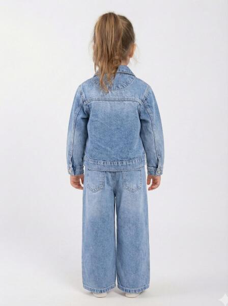 Kız Çocuk 3'lü Alt Üst Jean Takmı 1-4 Yaş SET0481 Mavi - 2