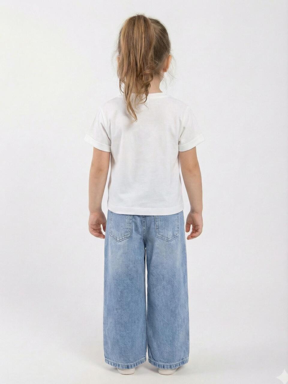 Kız Çocuk 3'lü Alt Üst Jean Takmı 1-4 Yaş SET0481 Mavi - 4