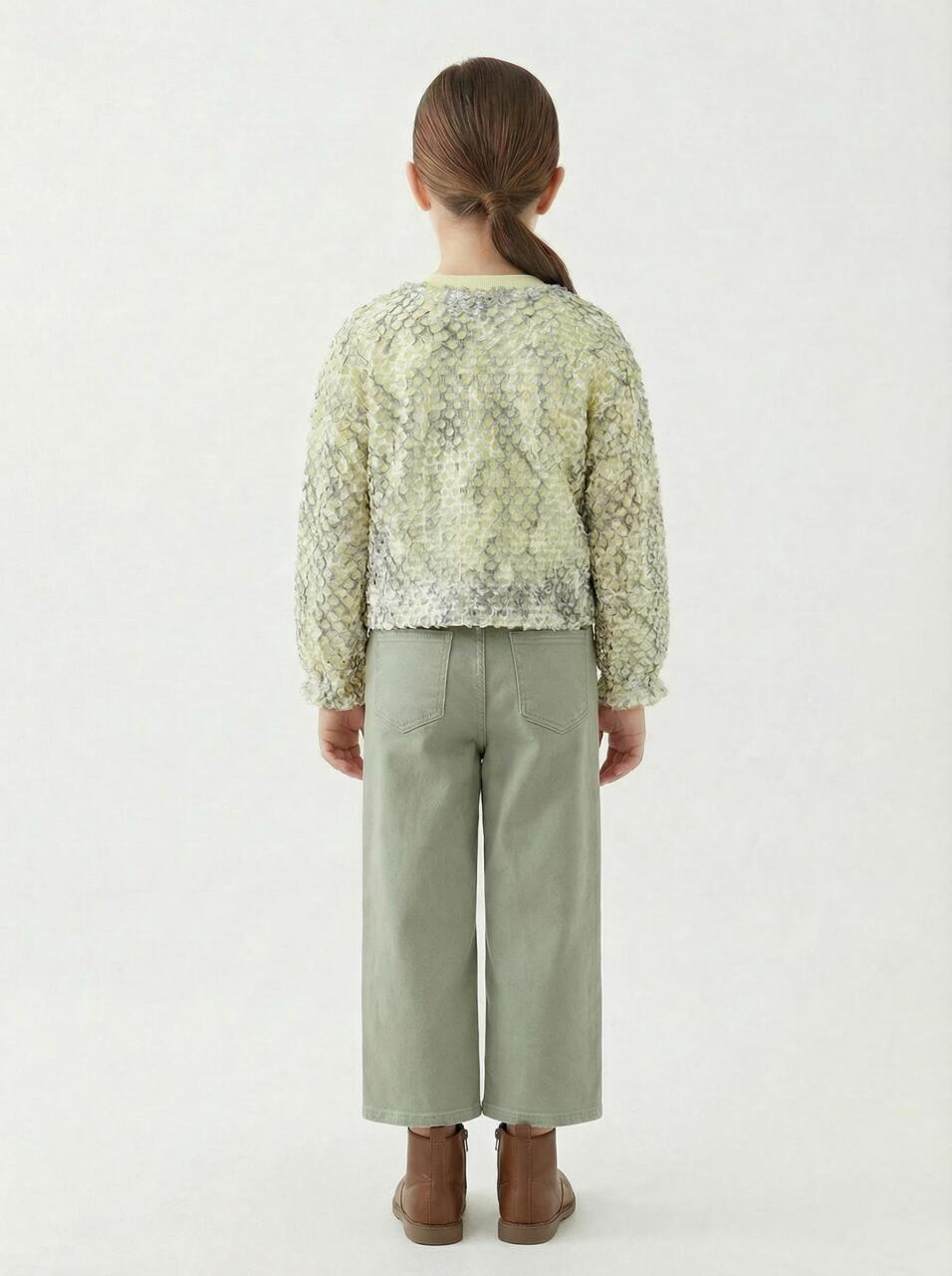 Kız Çocuk 2'li Alt Üst Kombin Takmı 5-13 Yaş SET0470 Haki - 2