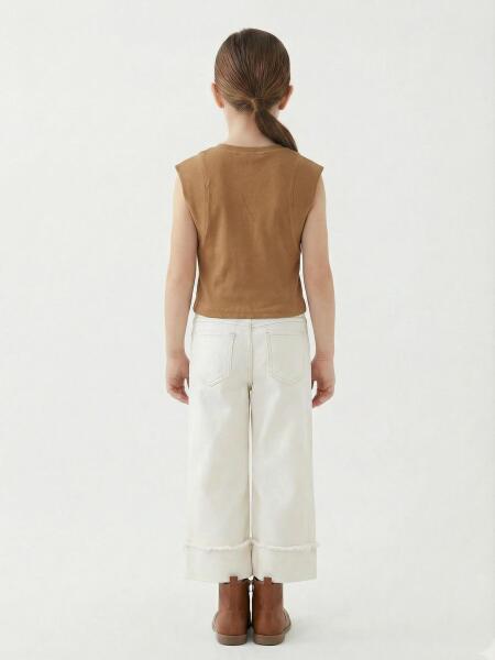 Erkek Çocuk 3'lü Alt Üst Kombin Takmı 5-14 Yaş SET0473 Krem - 4